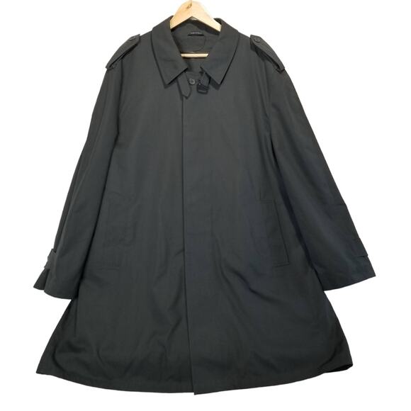 Oleg Cassini Trench Coat Mens 48 All Weather Designer Dark Gray - Picture 15 of 15